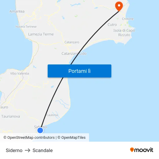 Siderno to Scandale map