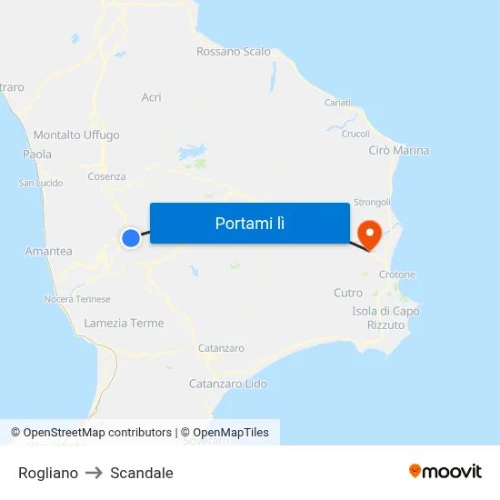 Rogliano to Scandale map