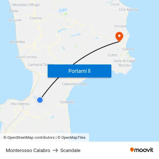Monterosso Calabro to Scandale map