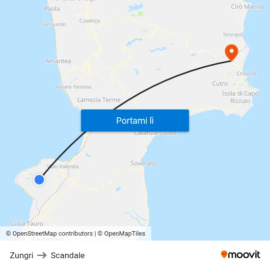 Zungri to Scandale map