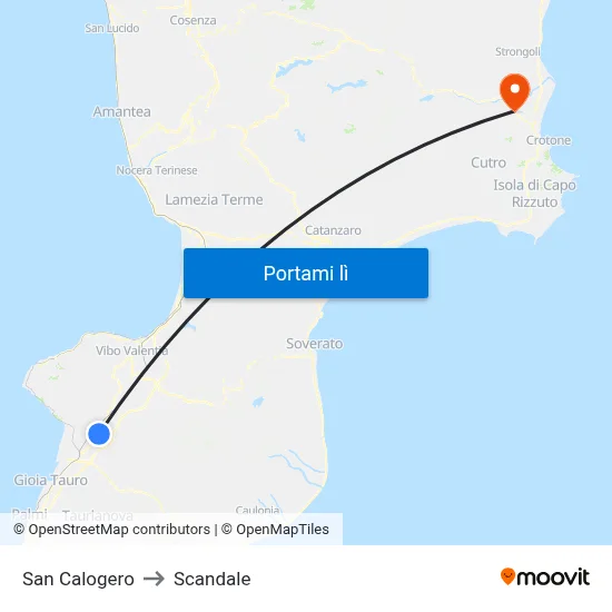 San Calogero to Scandale map