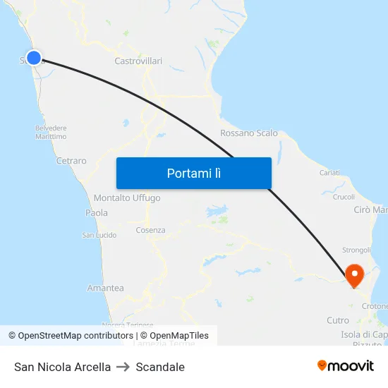 San Nicola Arcella to Scandale map