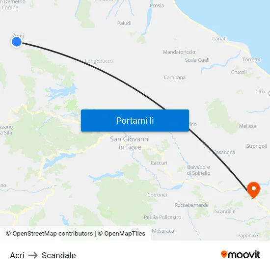 Acri to Scandale map