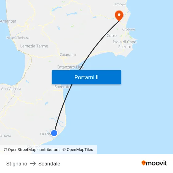Stignano to Scandale map