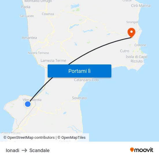 Ionadi to Scandale map
