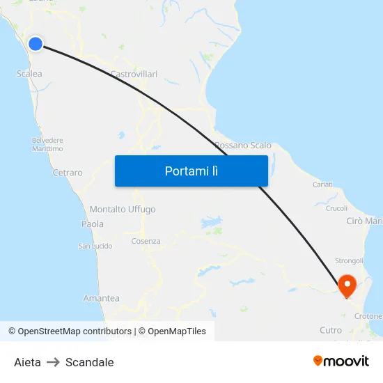 Aieta to Scandale map