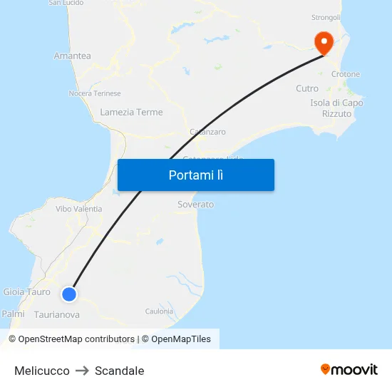 Melicucco to Scandale map