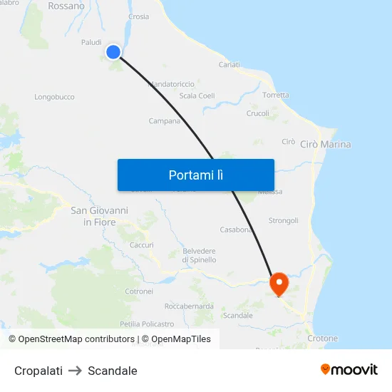 Cropalati to Scandale map