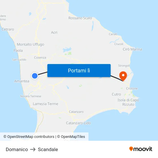 Domanico to Scandale map
