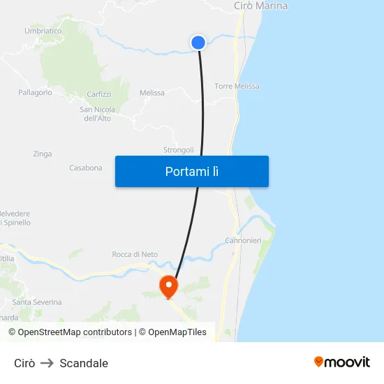 Cirò to Scandale map