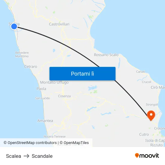 Scalea to Scandale map