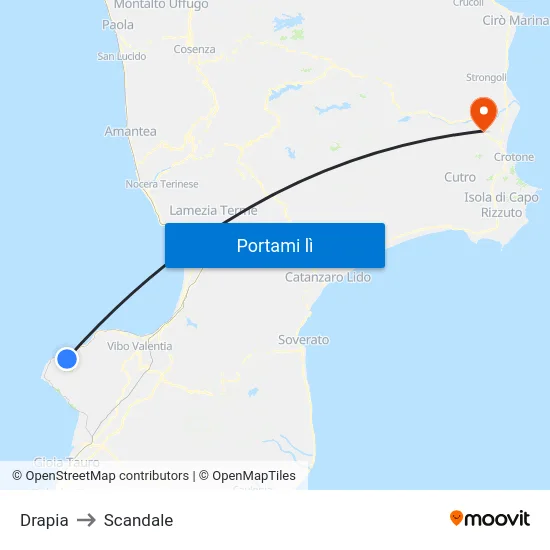 Drapia to Scandale map