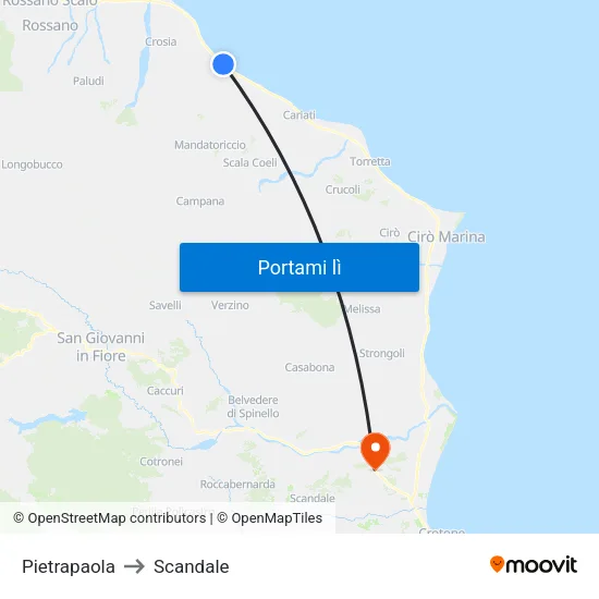 Pietrapaola to Scandale map