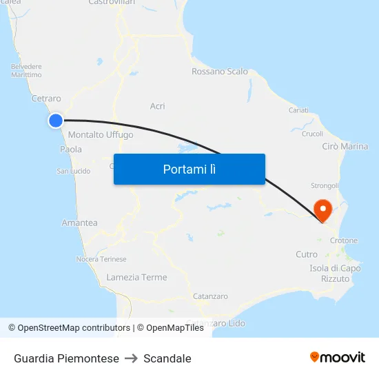 Guardia Piemontese to Scandale map
