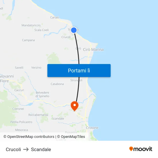 Crucoli to Scandale map