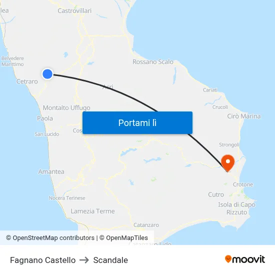 Fagnano Castello to Scandale map