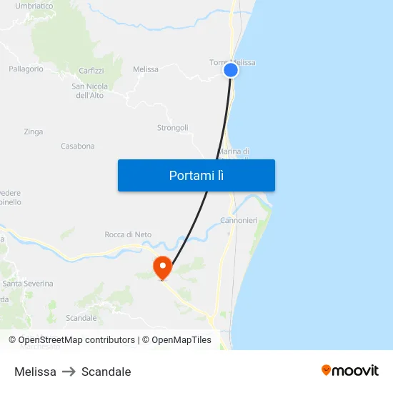 Melissa to Scandale map