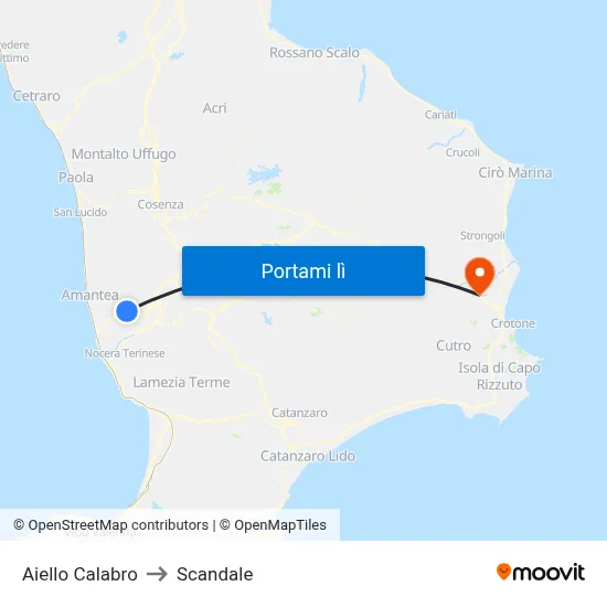 Aiello Calabro to Scandale map
