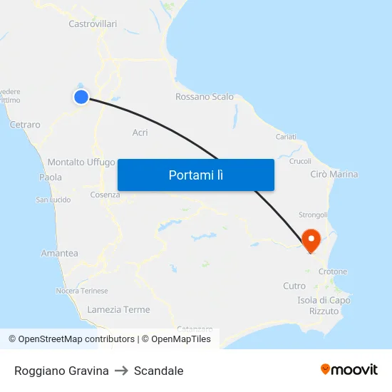 Roggiano Gravina to Scandale map