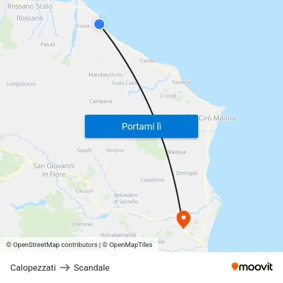 Calopezzati to Scandale map