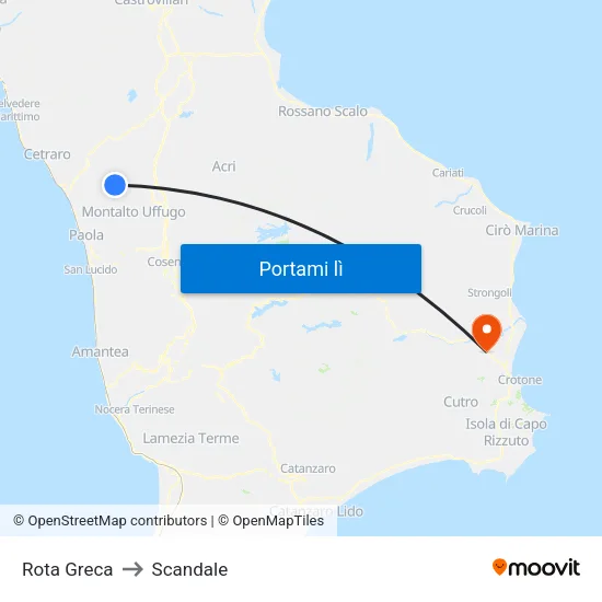 Rota Greca to Scandale map