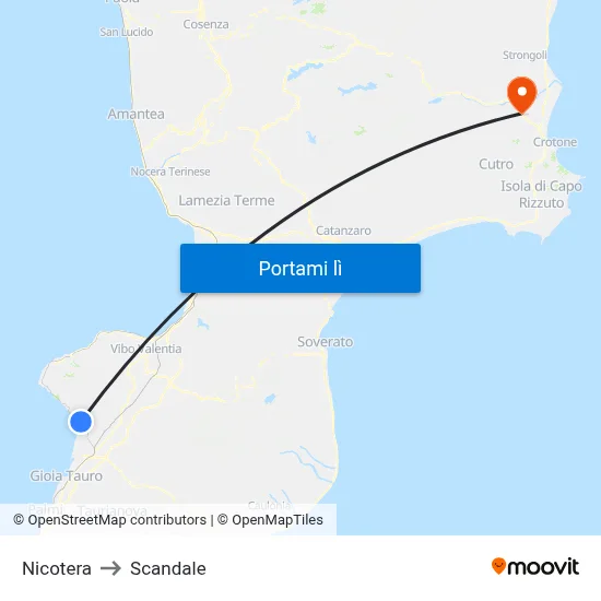 Nicotera to Scandale map
