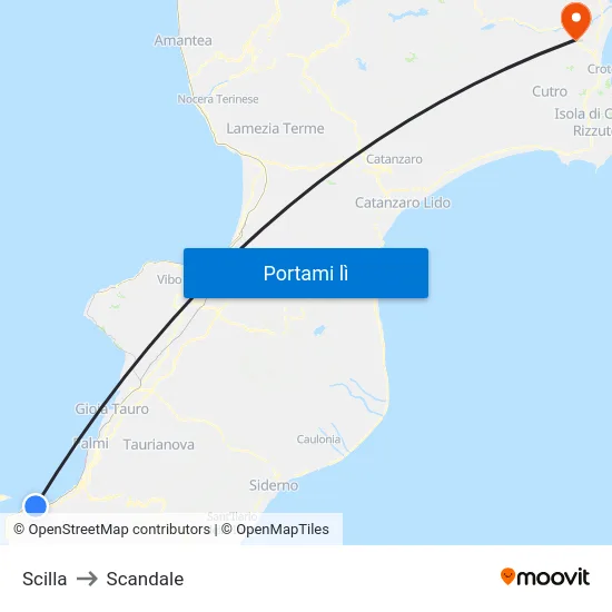 Scilla to Scandale map