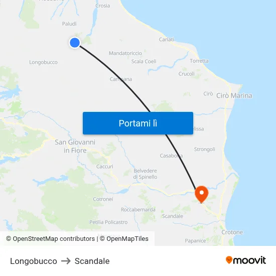 Longobucco to Scandale map