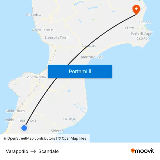Varapodio to Scandale map