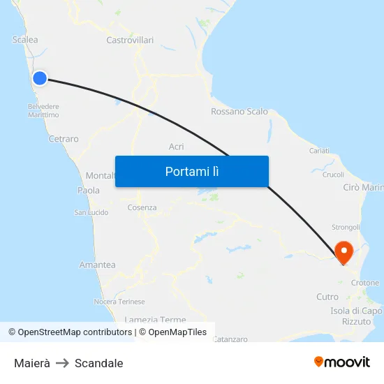 Maierà to Scandale map