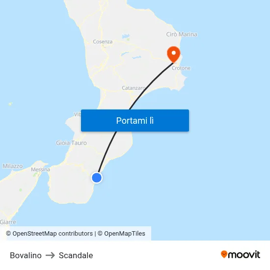 Bovalino to Scandale map