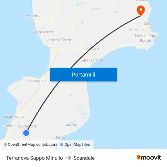 Terranova Sappo Minulio to Scandale map