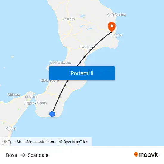 Bova to Scandale map