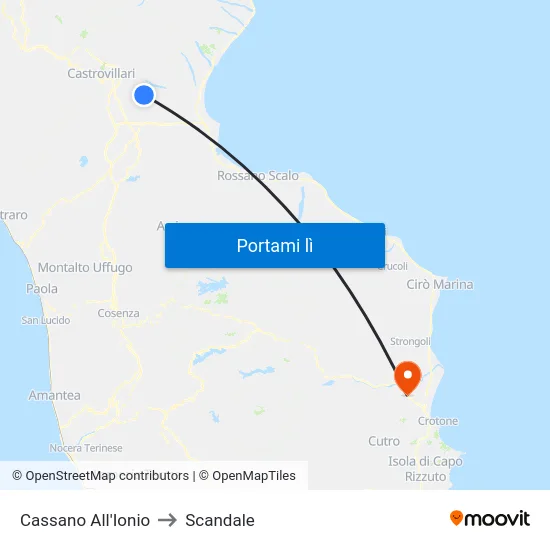 Cassano All'Ionio to Scandale map