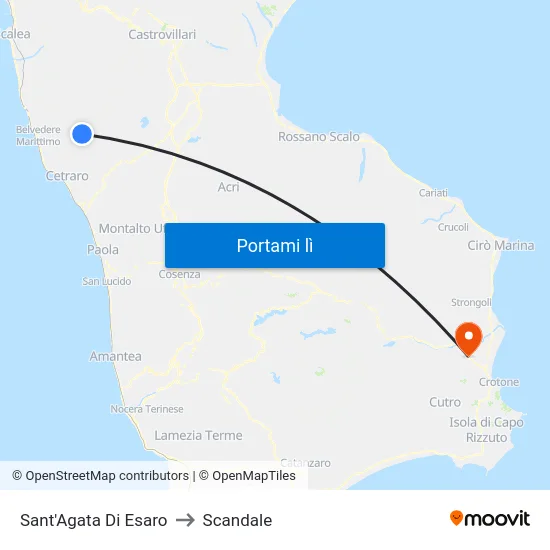 Sant'Agata Di Esaro to Scandale map
