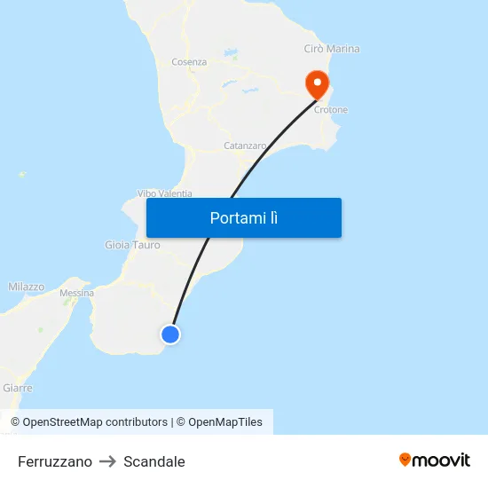 Ferruzzano to Scandale map