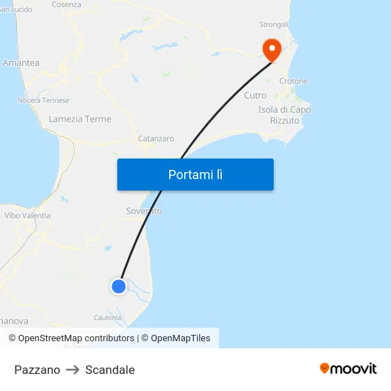 Pazzano to Scandale map