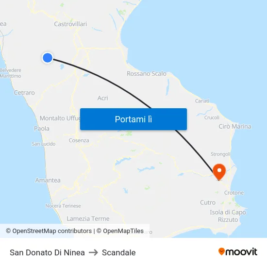 San Donato Di Ninea to Scandale map