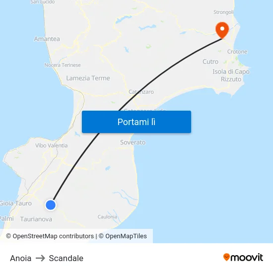 Anoia to Scandale map