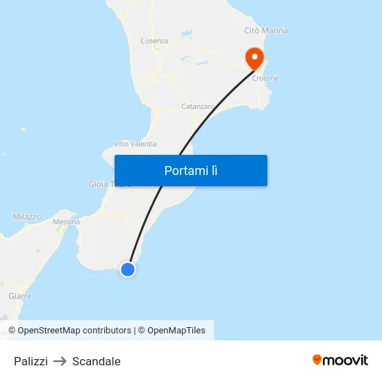 Palizzi to Scandale map