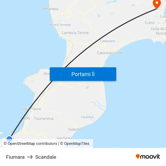 Fiumara to Scandale map