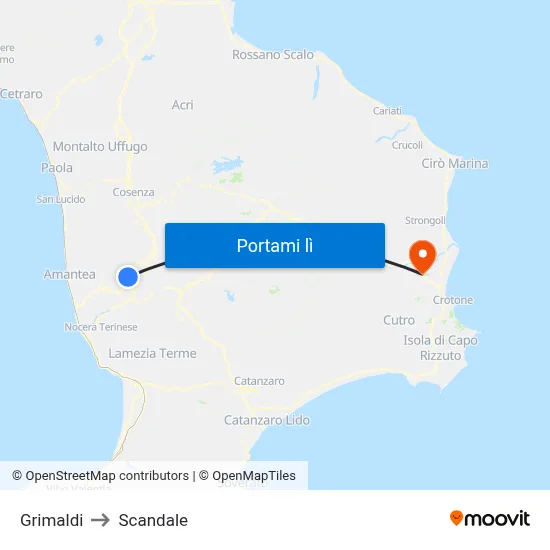 Grimaldi to Scandale map