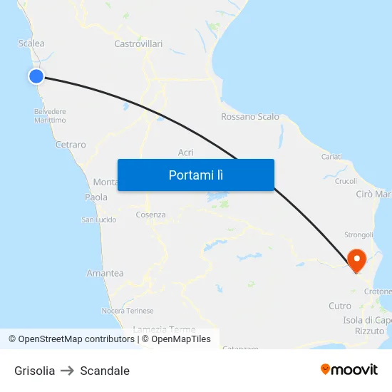 Grisolia to Scandale map