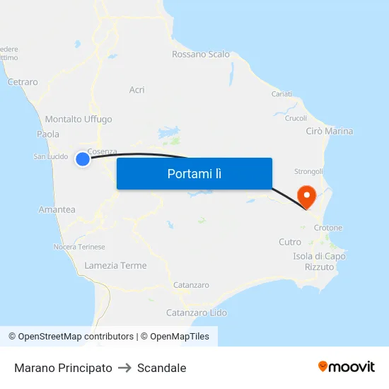 Marano Principato to Scandale map