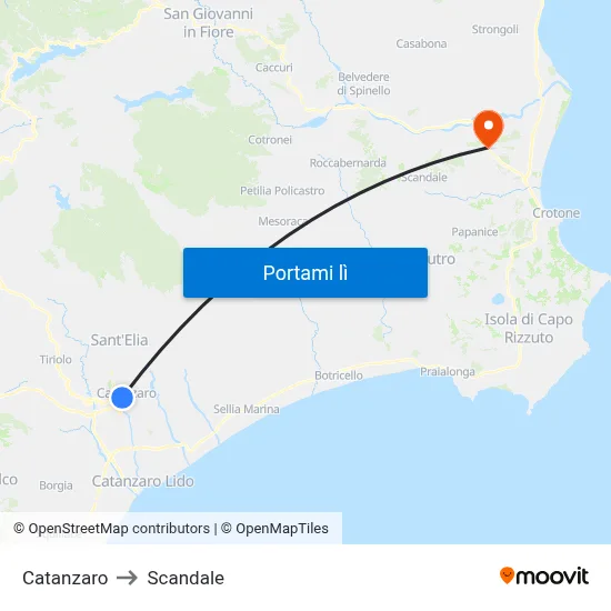 Catanzaro to Scandale map