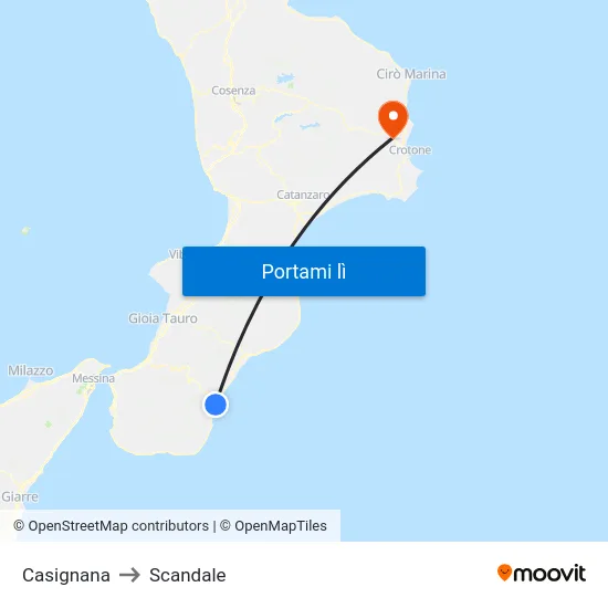 Casignana to Scandale map