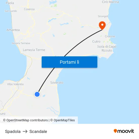 Spadola to Scandale map
