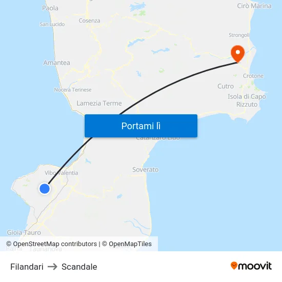 Filandari to Scandale map