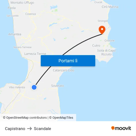 Capistrano to Scandale map