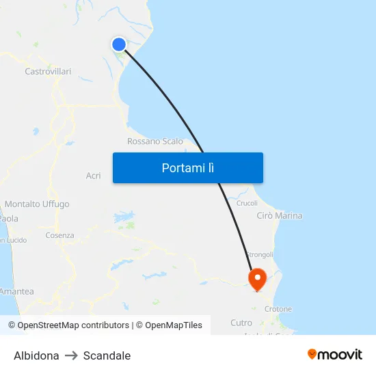 Albidona to Scandale map